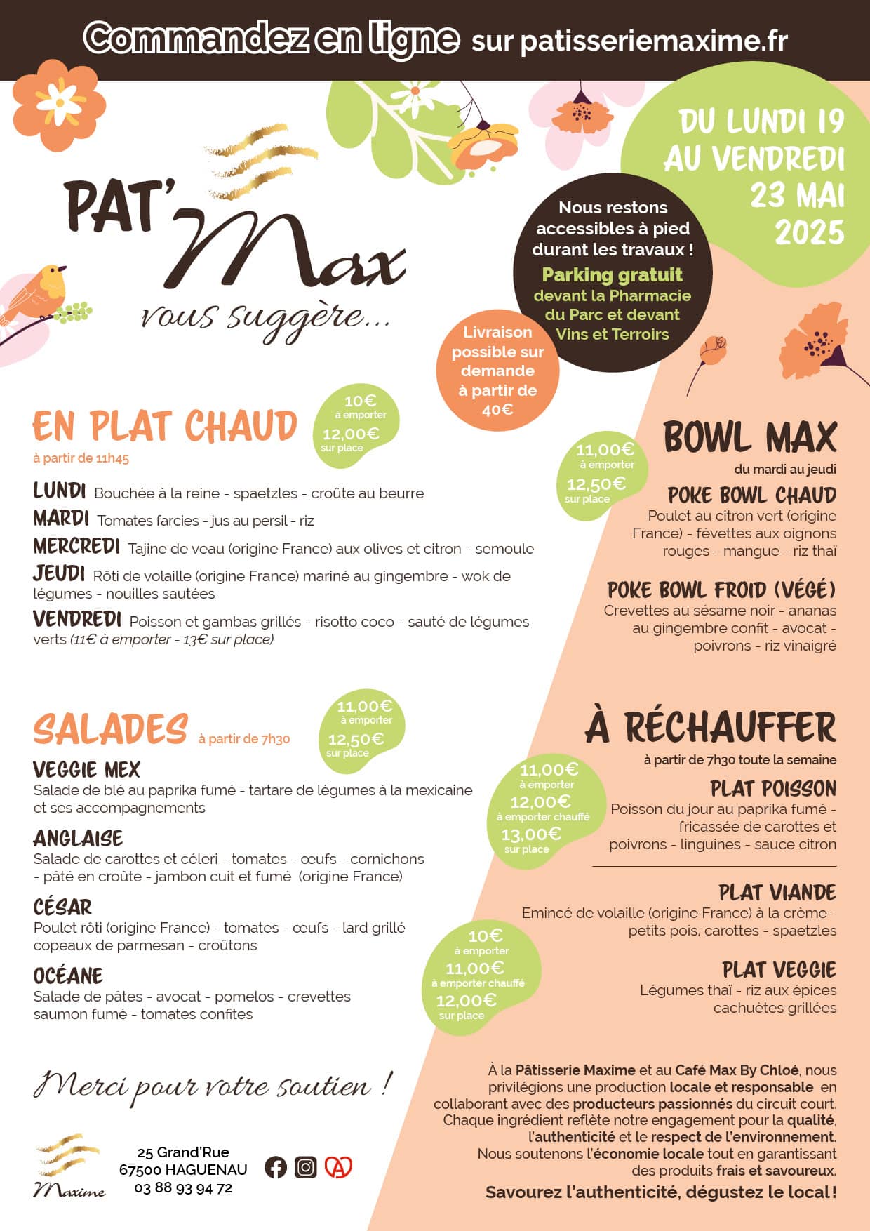 Suggestions de la semaine Pâtisserie Maxime - Semaine 21