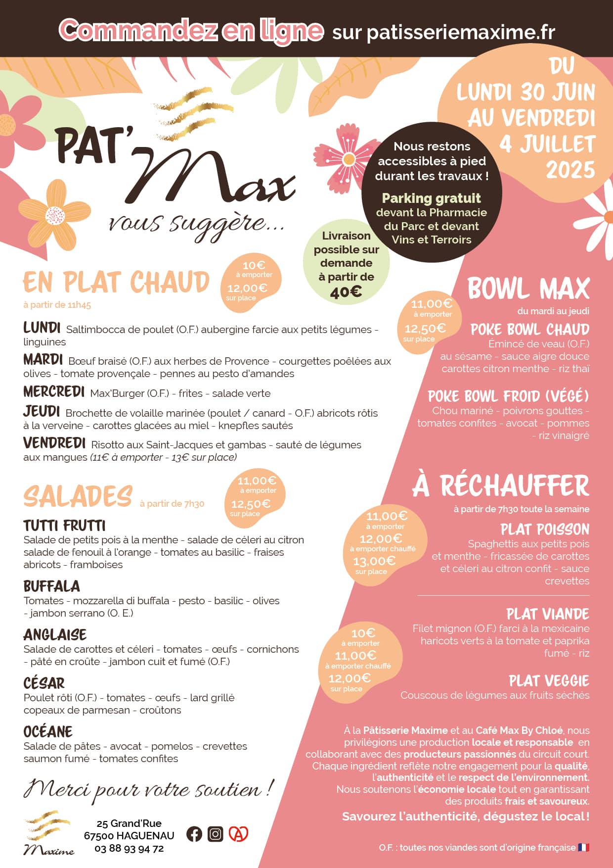 Suggestions de la semaine Pâtisserie Maxime - Semaine 27