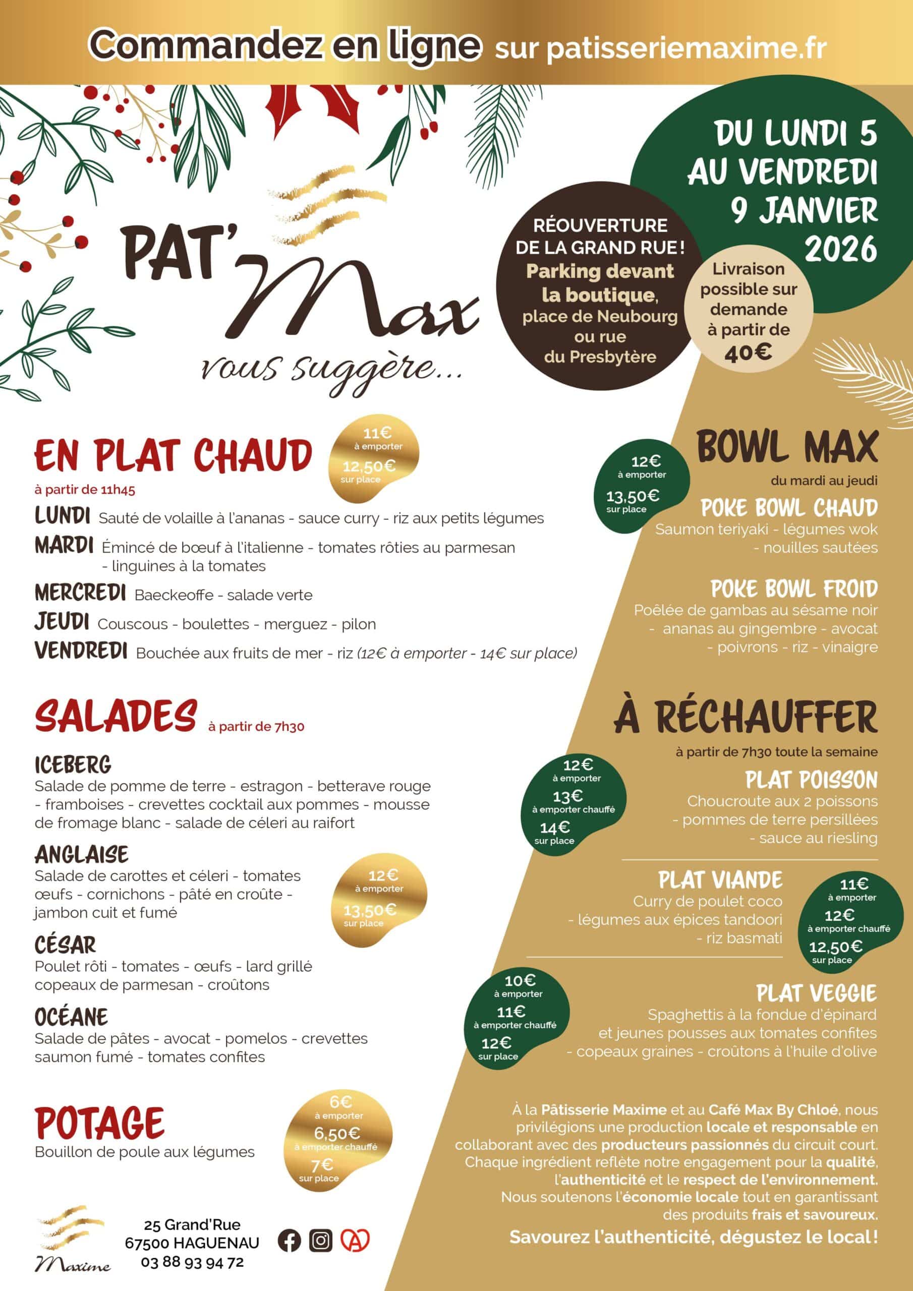 Suggestions de la semaine Pâtisserie Maxime - Semaine 2
